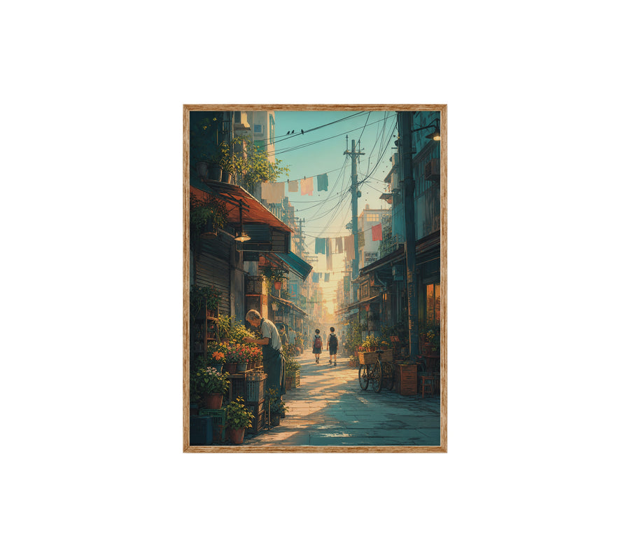 Yanaka Tokyo Morning Alley poster print preview by Seji Art