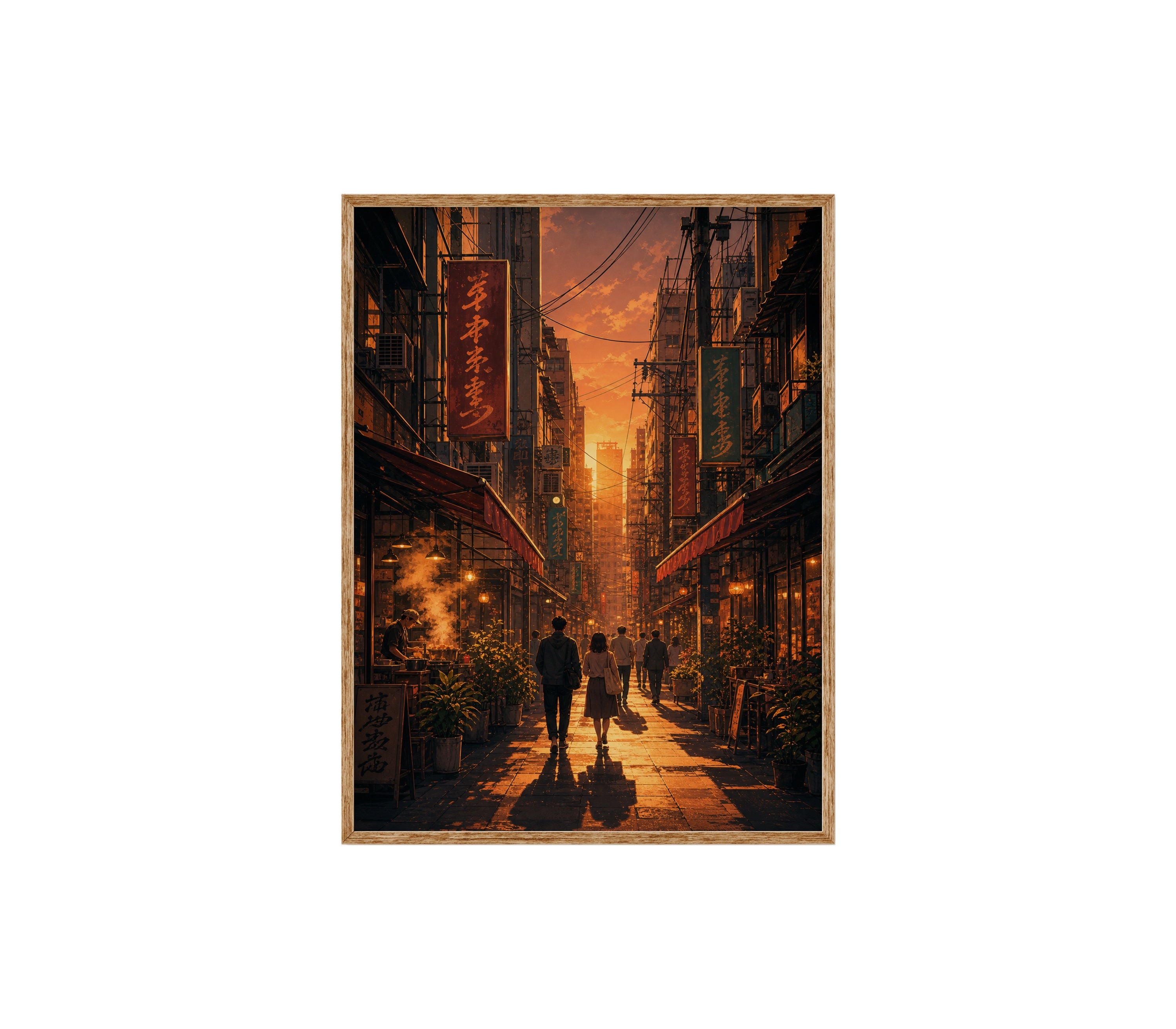 Yau Ma Tei Sunset Market Street poster print preview by Seji Art