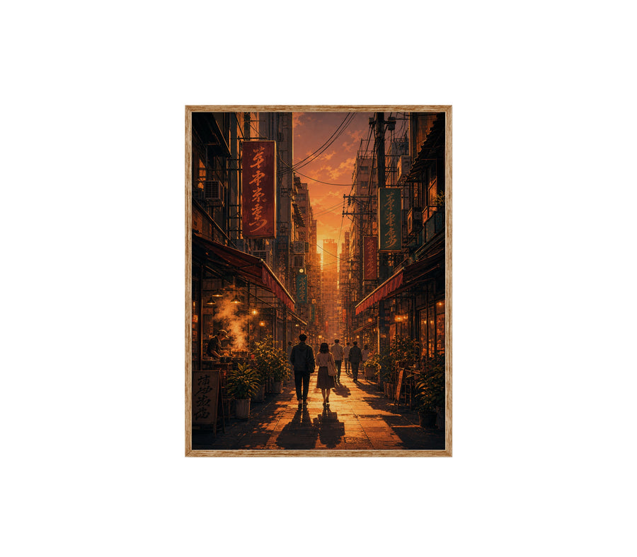 Yau Ma Tei Sunset Market Street poster print preview by Seji Art