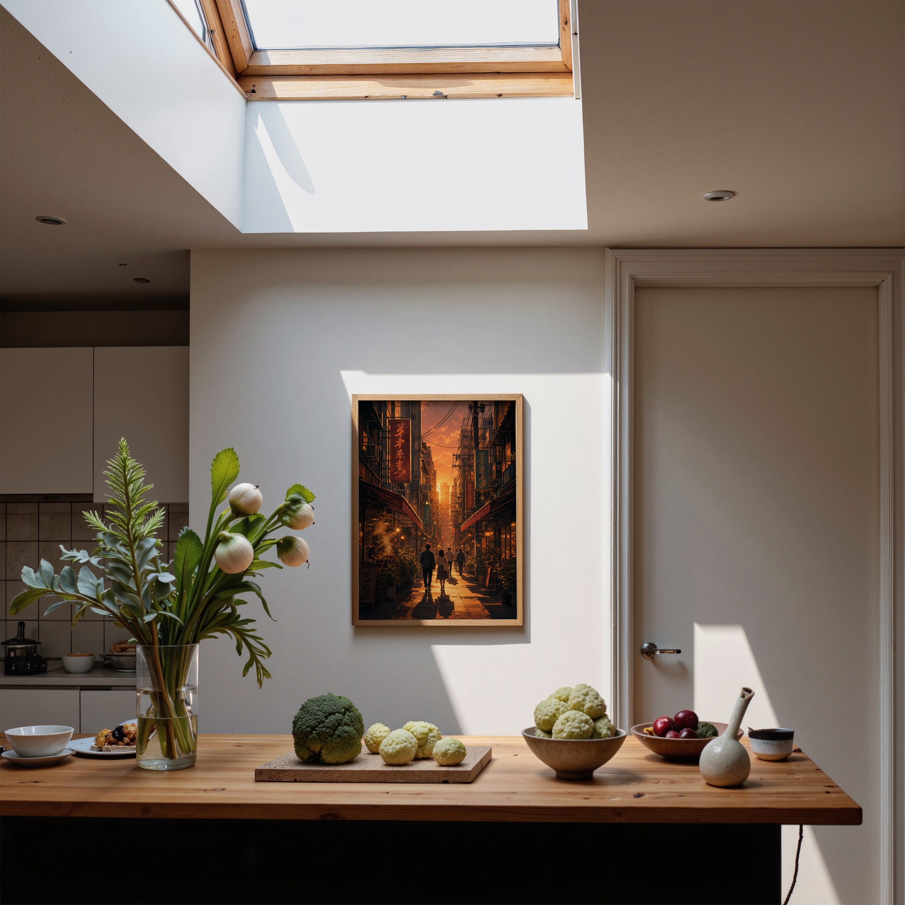 Yau Ma Tei Sunset Market Street poster wall art mockup by Seji Art