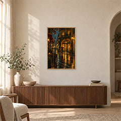 Paris Rainlit Bookstore Crossing Wall Art Print poster room mockup 3