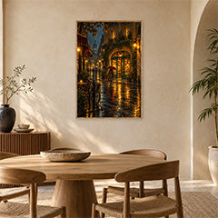 Paris Rainlit Bookstore Crossing Wall Art Print poster room mockup 5