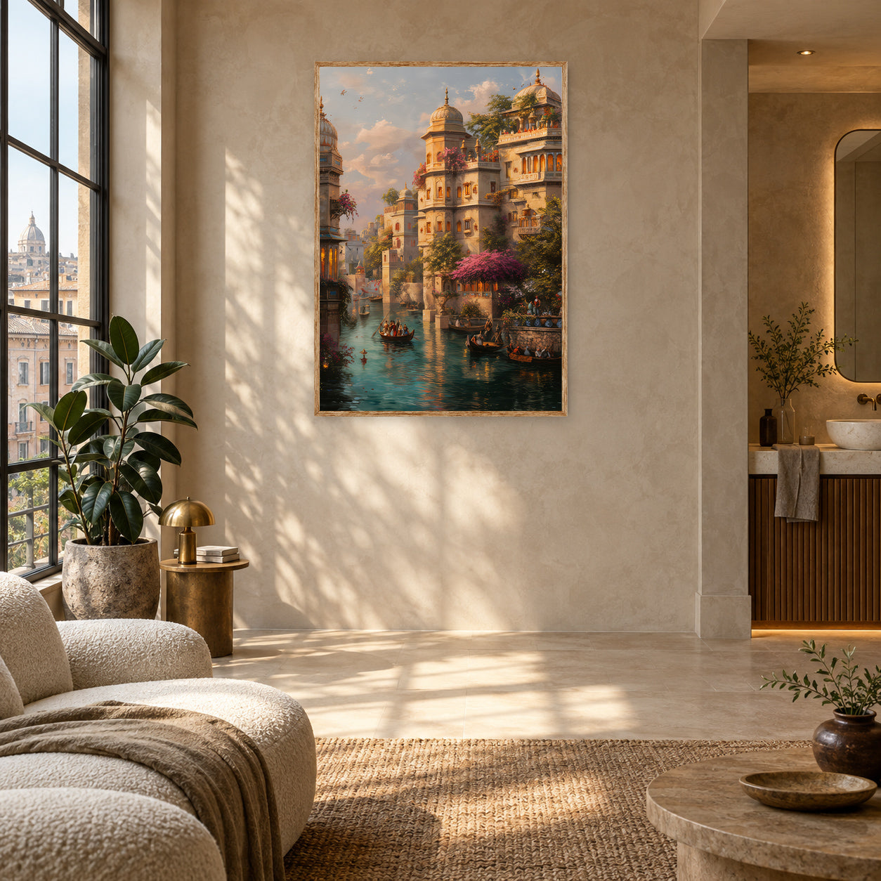 Lucknow Palace Riverboat Cityscape Wall Art Print poster room mockup 2