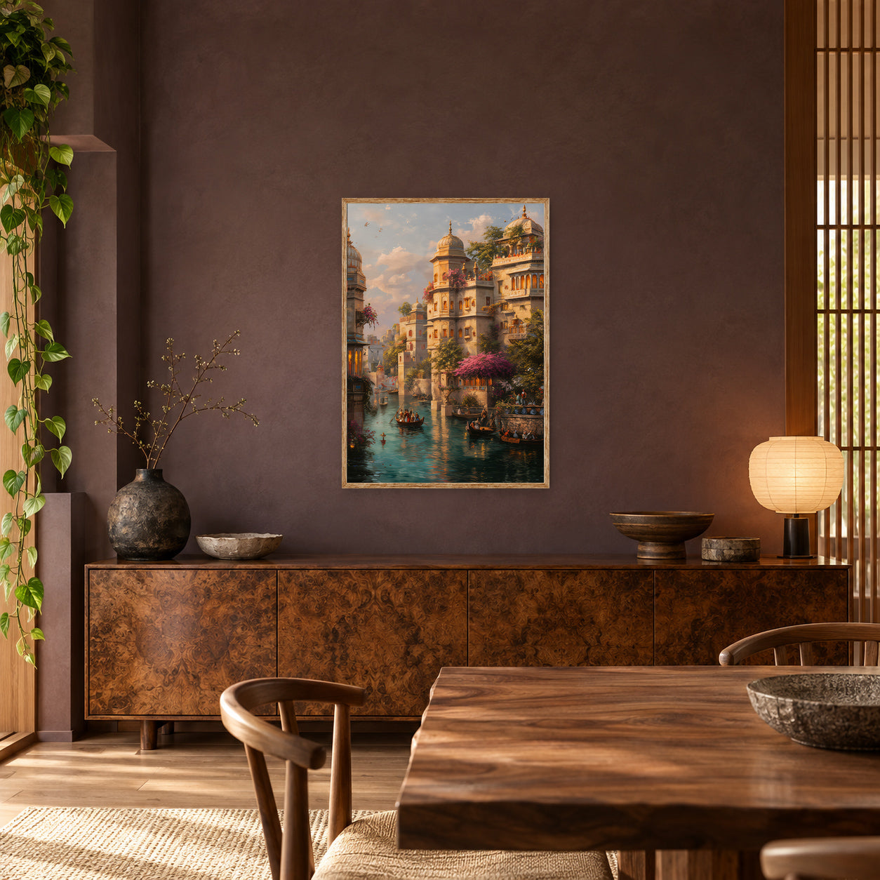 Lucknow Palace Riverboat Cityscape Wall Art Print poster room mockup 3