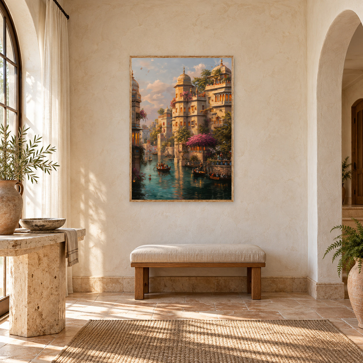 Lucknow Palace Riverboat Cityscape Wall Art Print poster room mockup 4