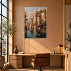 Lucknow Palace Riverboat Cityscape Wall Art Print poster room mockup 5