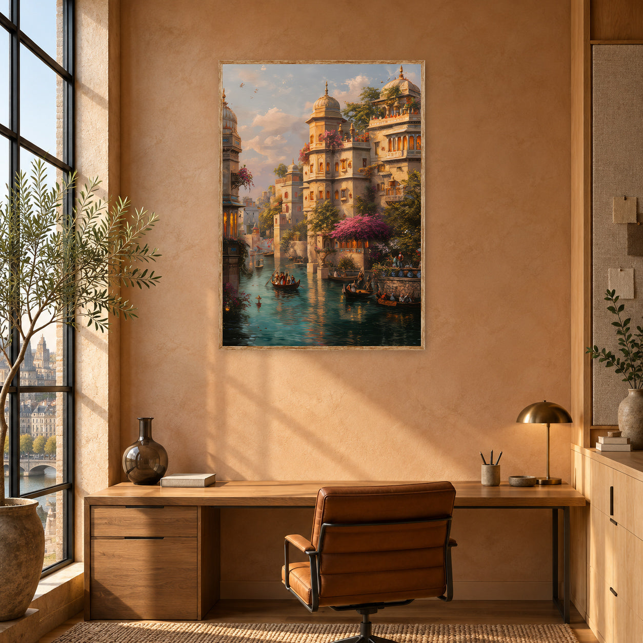 Lucknow Palace Riverboat Cityscape Wall Art Print poster room mockup 5