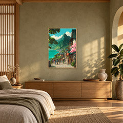 Lijiang Yunnan Cherry Blossom Village Wall Art Print poster room mockup 3