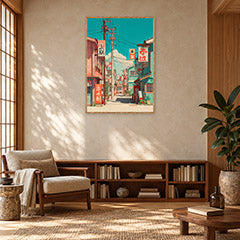 Nezu Tokyo Showa Red Signage Street Wall Art Print poster room mockup 2