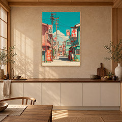 Nezu Tokyo Showa Red Signage Street Wall Art Print poster room mockup 5