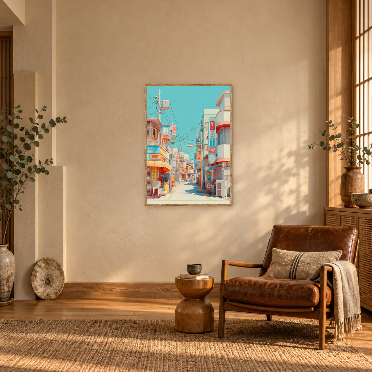 Koenji Tokyo Showa Retail Street Wall Art Print poster room mockup 3