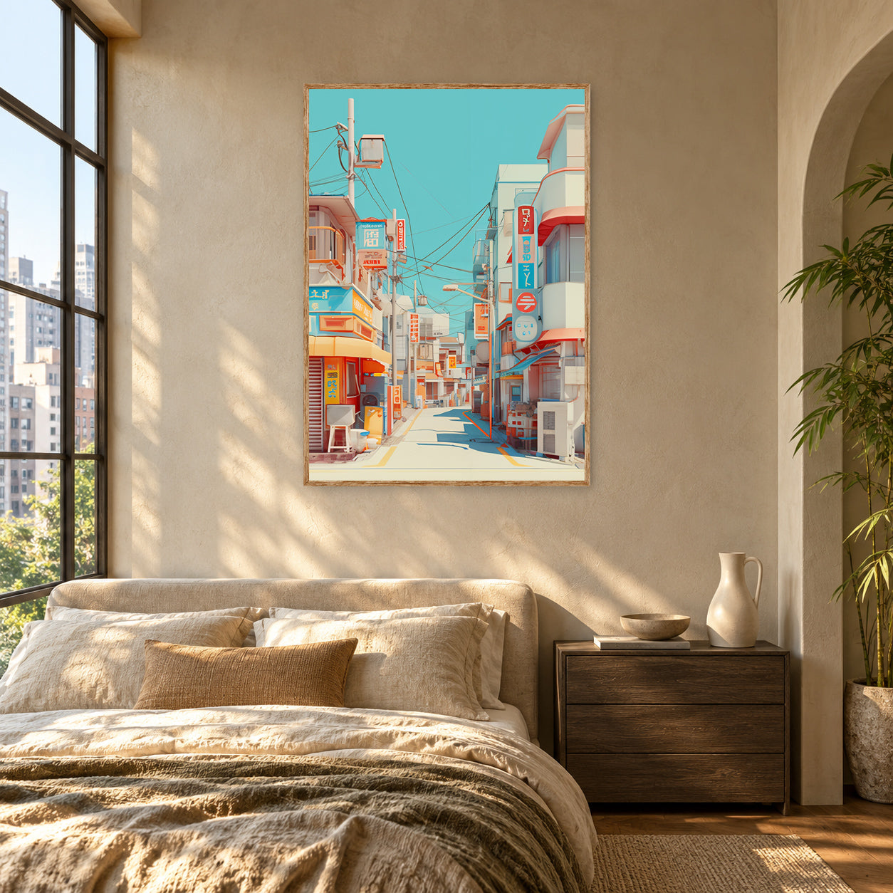 Koenji Tokyo Showa Retail Street Wall Art Print poster room mockup 5