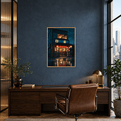 Roppongi Tokyo Twin Red Lantern Rain Wall Art Print poster room mockup 3