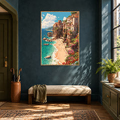 Eze Cliffside Beach Wall Art Print poster room mockup 5