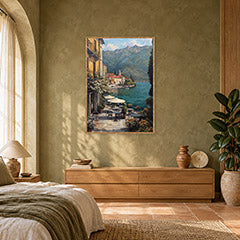 Lake Como Lakeside Cafe Wall Art Print poster room mockup 4