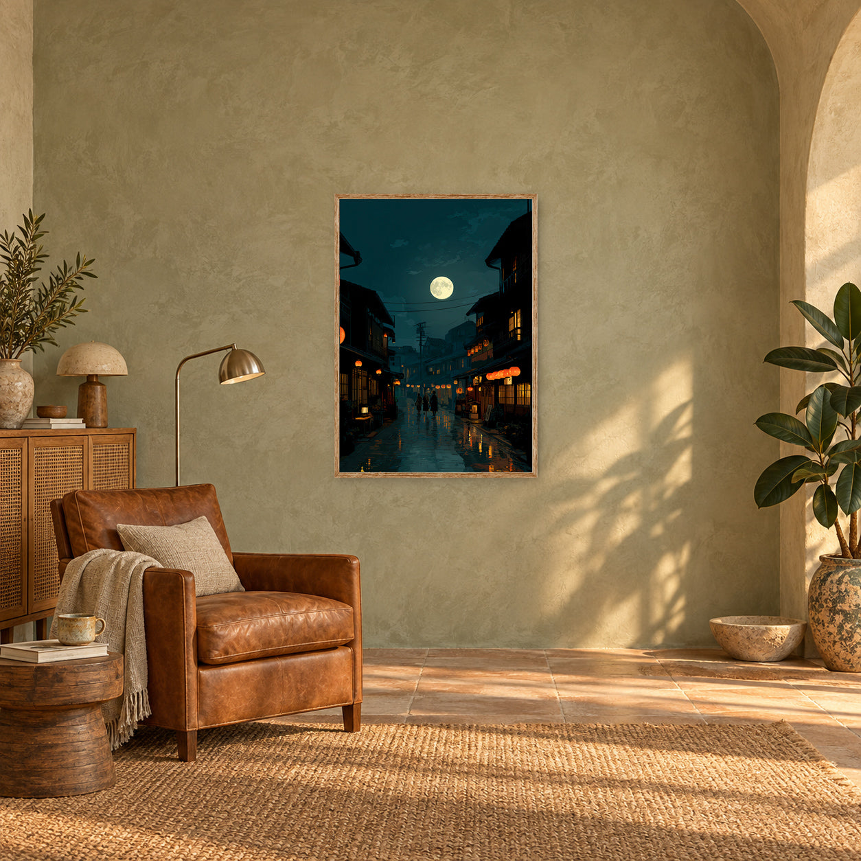 Asakusa Lantern Night Wall Art Print poster room mockup 3