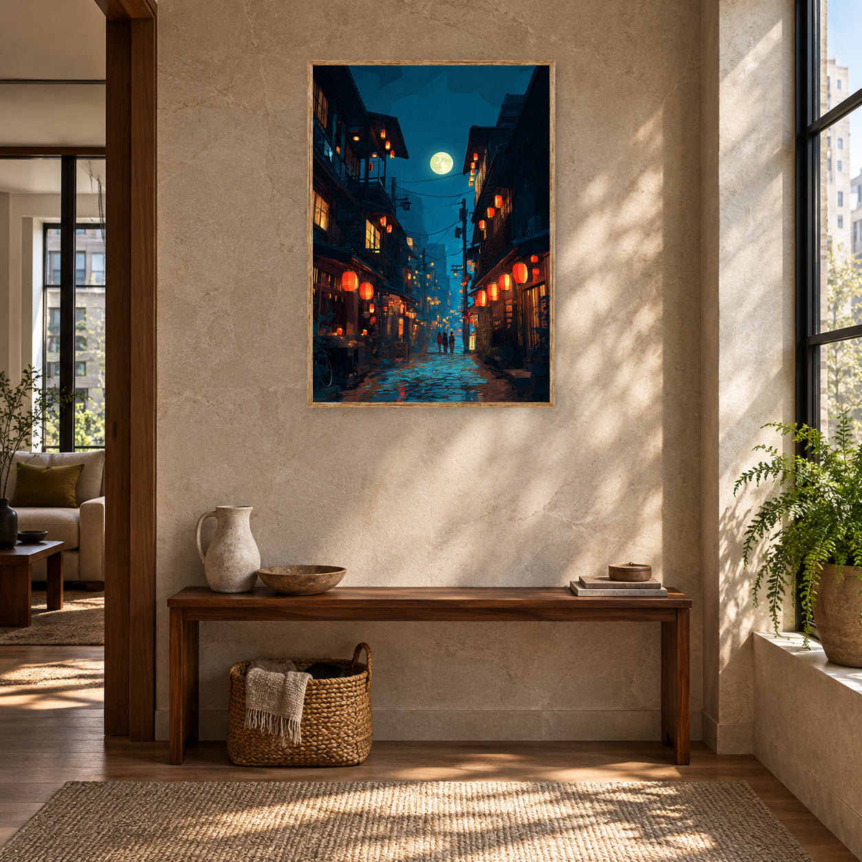 Nara Lantern Street Wall Art Print poster room mockup 2
