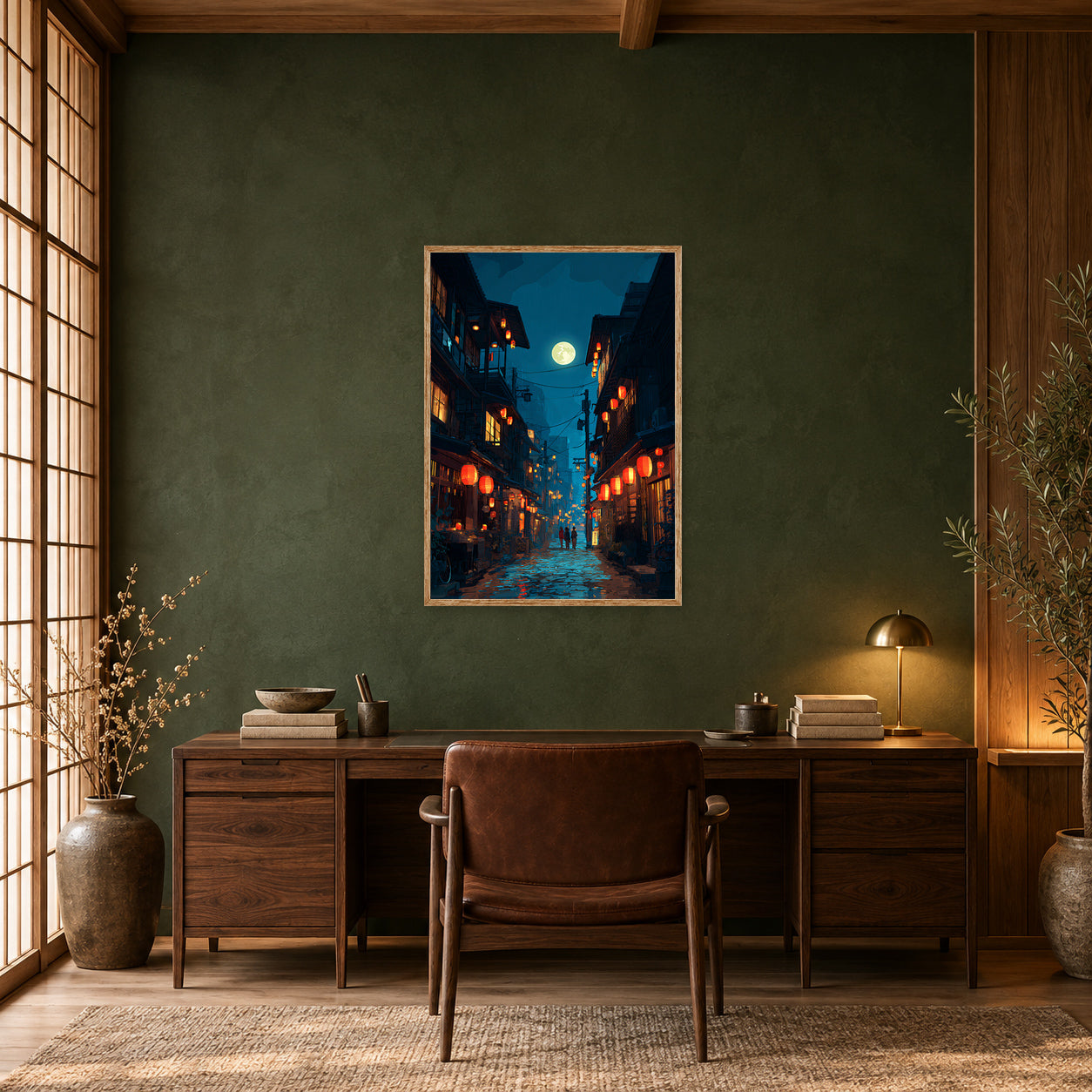 Nara Lantern Street Wall Art Print poster room mockup 3