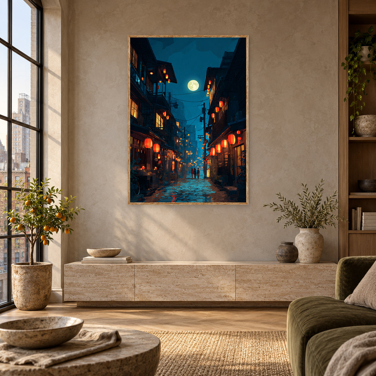 Nara Lantern Street Wall Art Print poster room mockup 5