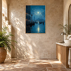 Rialto Venice Night Wall Art Print poster room mockup 2