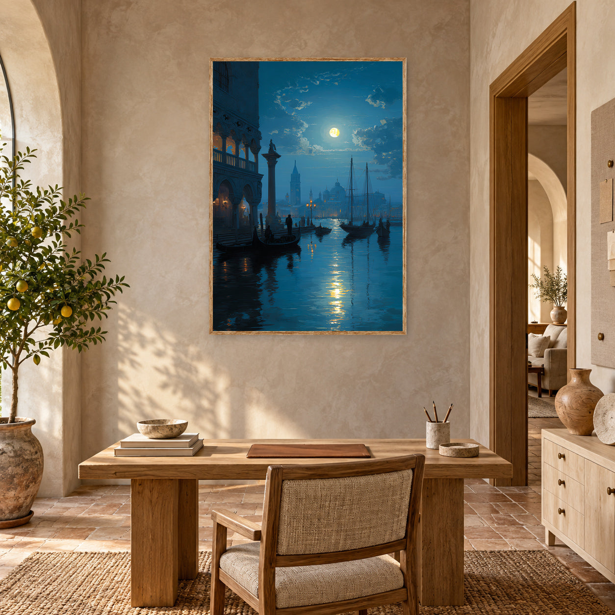 Rialto Venice Night Wall Art Print poster room mockup 5