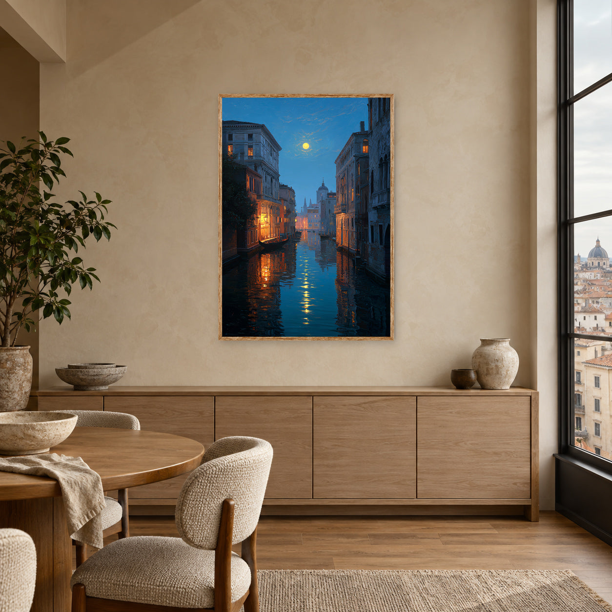Grand Canal Venice Moonlight Wall Art Print poster room mockup 4