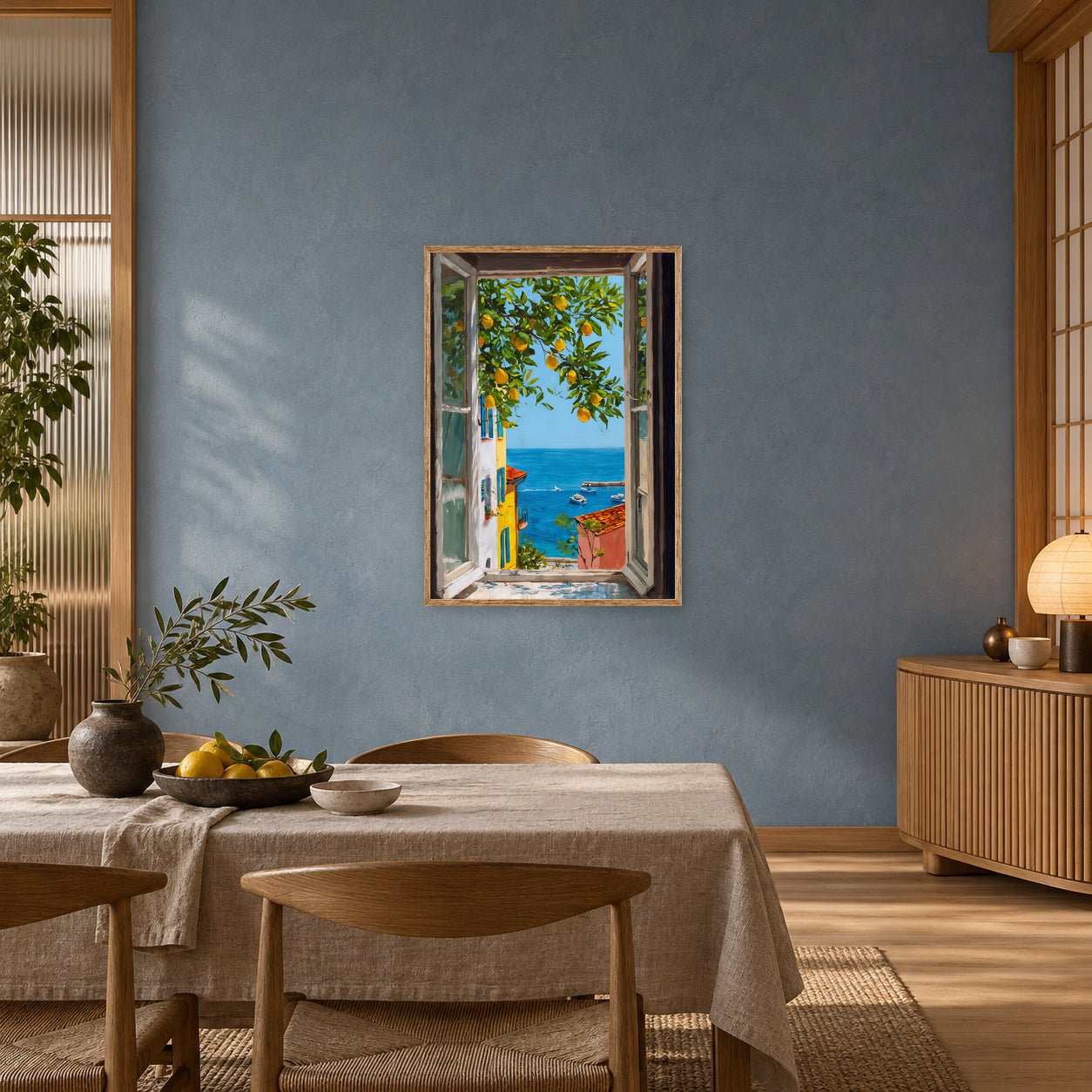 Menton Lemon Tree Window Wall Art Print poster room mockup 3