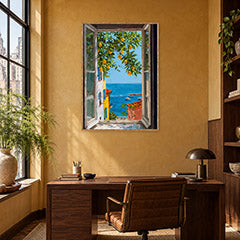 Menton Lemon Tree Window Wall Art Print poster room mockup 5