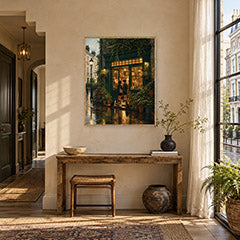 Notting Hill London After Rain Bookshop Glow Wall Art Print poster room mockup 4