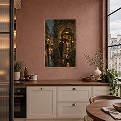 Paris Passage Rain Bookshop Wall Art Print poster room mockup 4