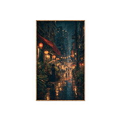 Sham Shui Po Hong Kong Midnight Rain Lanterns Wall Art Print poster original preview