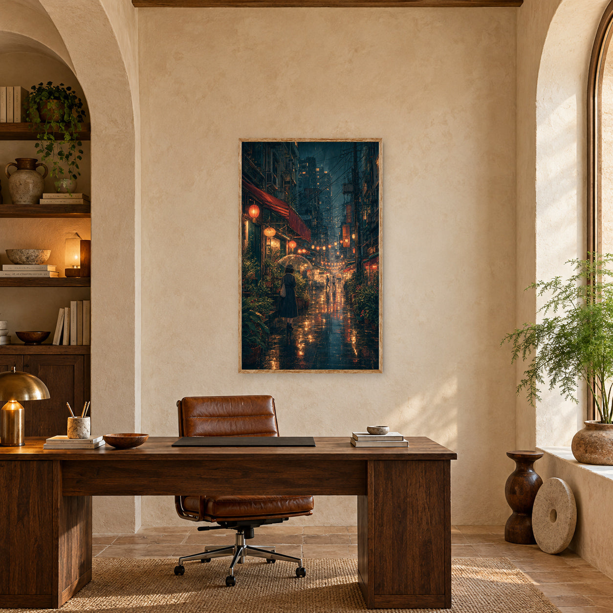 Sham Shui Po Hong Kong Midnight Rain Lanterns Wall Art Print poster room mockup 3