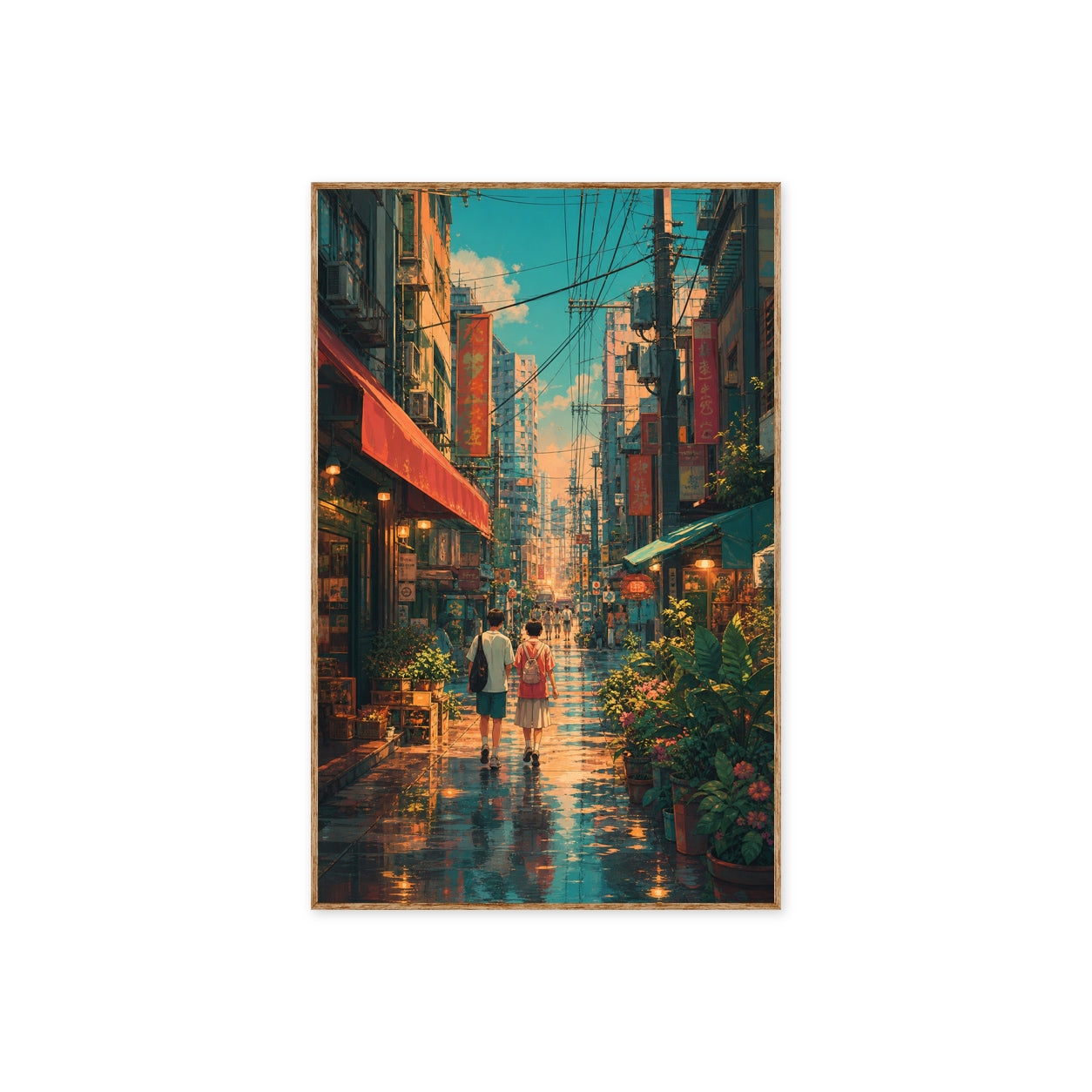 Sham Shui Po Hong Kong Rain Washed Neon Afternoon Wall Art Print poster original preview