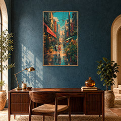 Sham Shui Po Hong Kong Rain Washed Neon Afternoon Wall Art Print poster room mockup 5