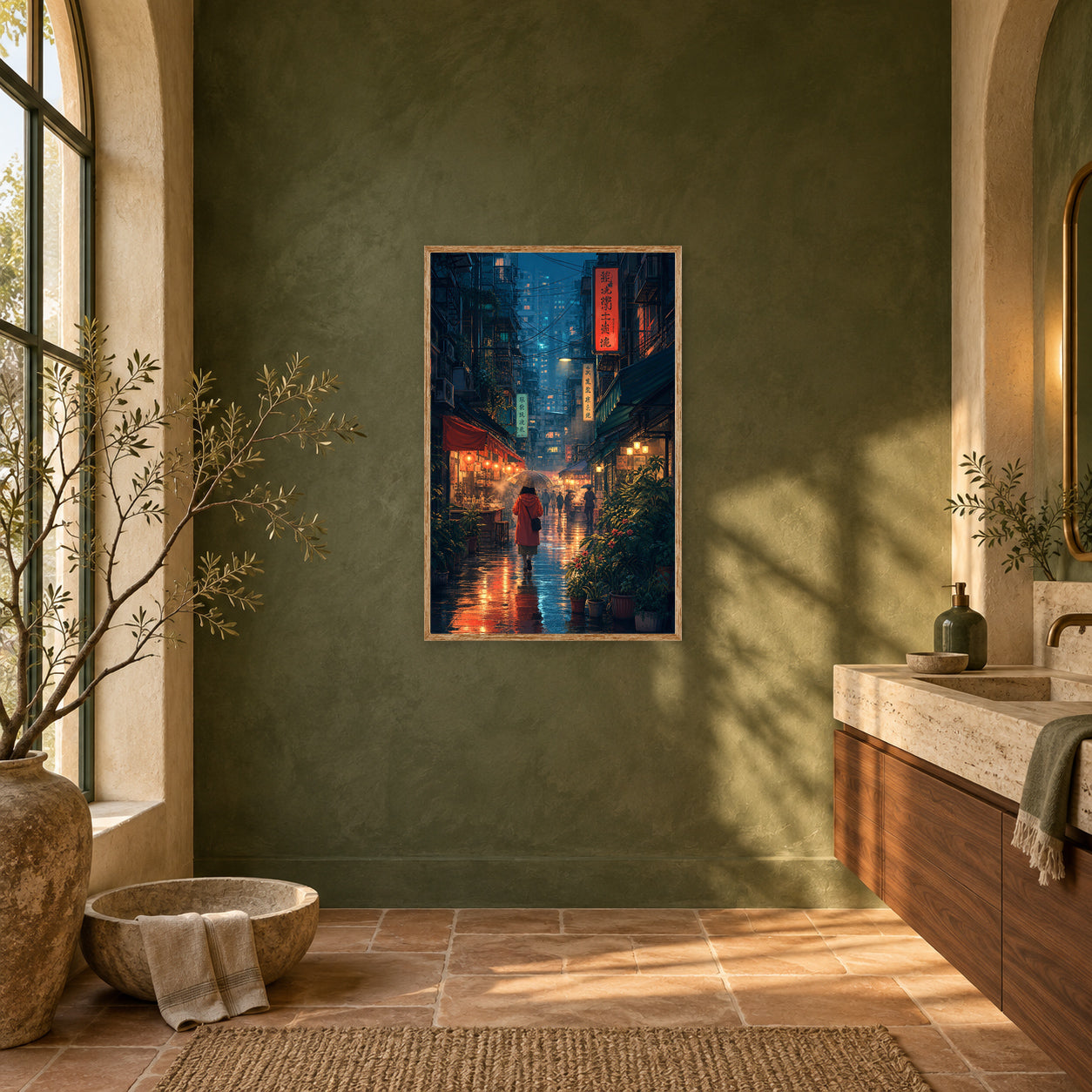 Sham Shui Po Hong Kong Monsoon Lantern Alley Wall Art Print poster room mockup 3