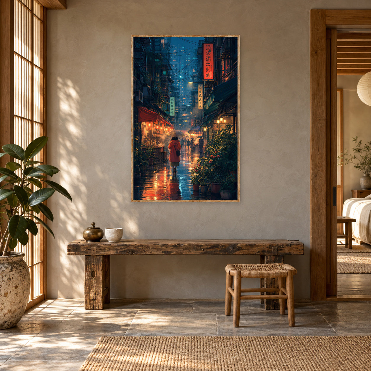 Sham Shui Po Hong Kong Monsoon Lantern Alley Wall Art Print poster room mockup 5