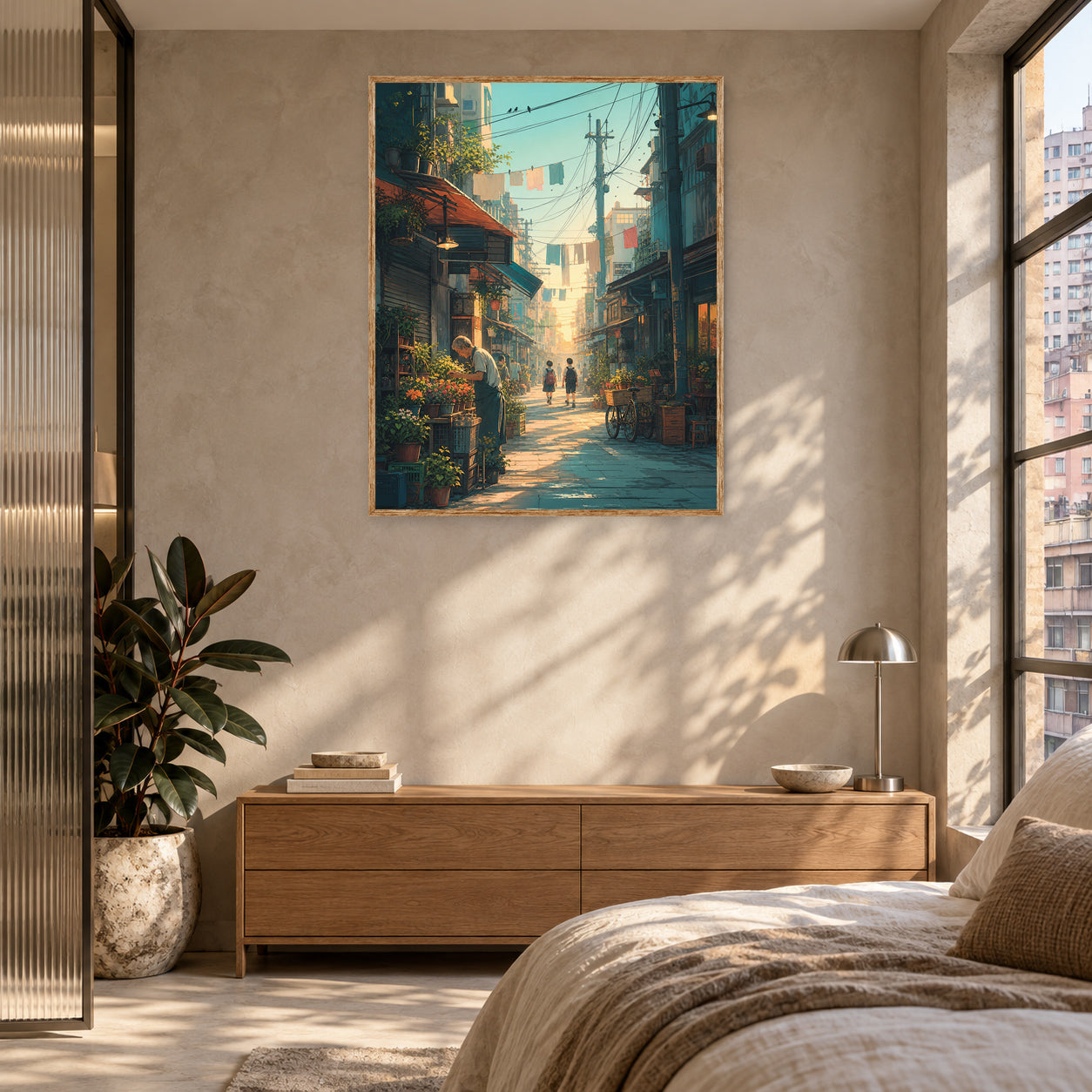 Sham Shui Po Hong Kong First Light Market Street Wall Art Print room mockup 2