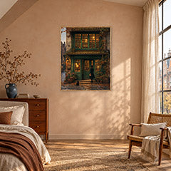 Bruges Autumn Bookstore Wall Art Print poster room mockup 4