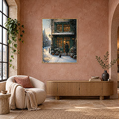 Amsterdam Snowy Bookstore Wall Art Print poster room mockup 4
