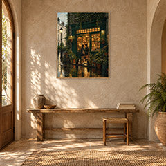 Paris Rainy Bookstore Evening Wall Art Print poster room mockup 2