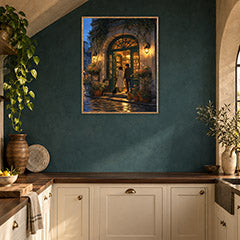 Montmartre Archway Bookstore Evening Wall Art Print poster room mockup 2