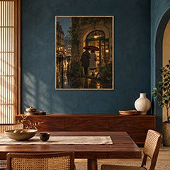 Paris Umbrella Bookstore Night Wall Art Print poster room mockup 5