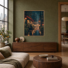 Kowloon Lantern Rain Alley Wall Art Print poster room mockup 4