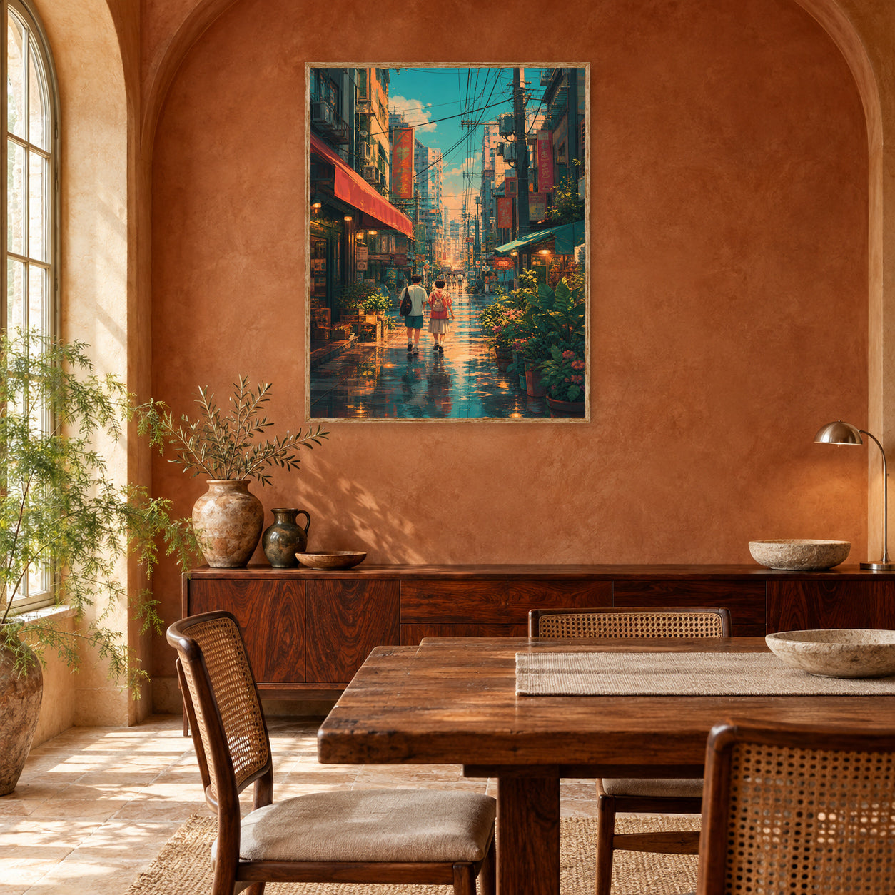 Sham Shui Po Rainy Market Street Wall Art Print poster room mockup 2