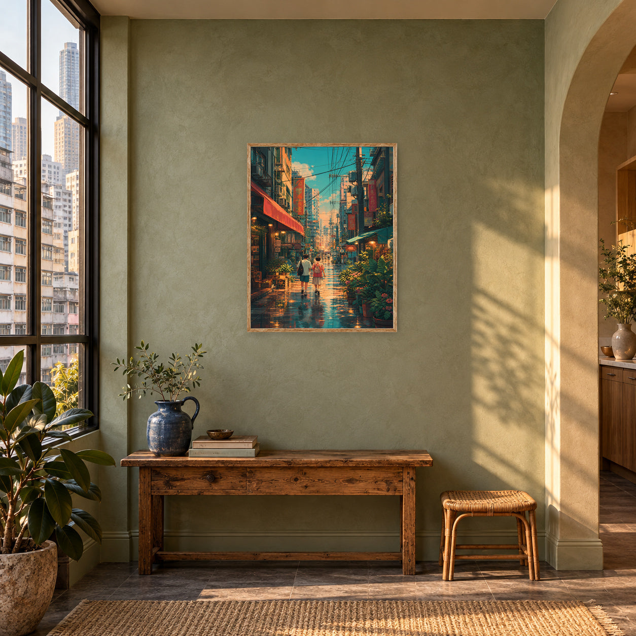Sham Shui Po Rainy Market Street Wall Art Print poster room mockup 3