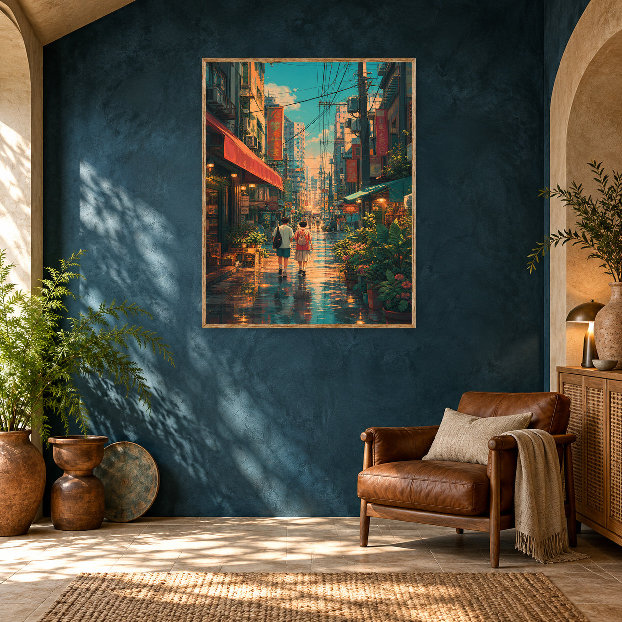 Sham Shui Po Rainy Market Street Wall Art Print poster room mockup 5