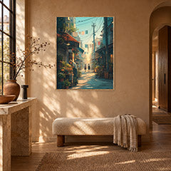 Yanaka Tokyo Morning Alley Wall Art Print poster room mockup 5
