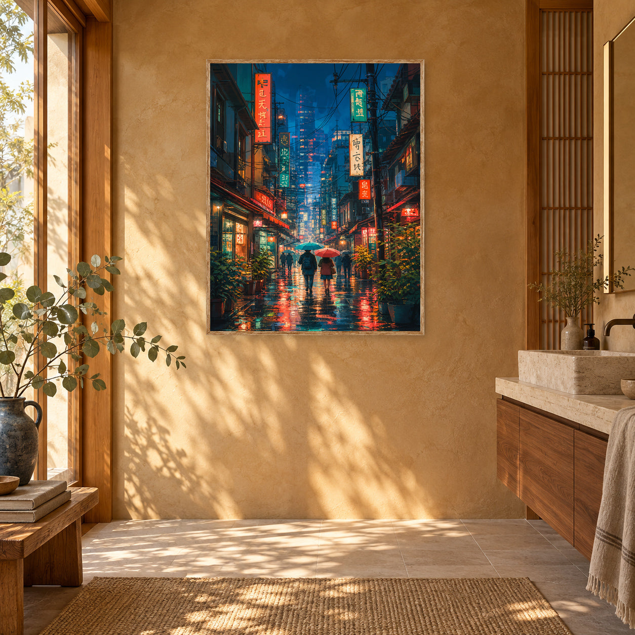 Nakano Tokyo Flower Shopping Street Wall Art Print poster room mockup 5