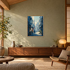 Kanda Tokyo Morning Alley Wall Art Print poster room mockup 3