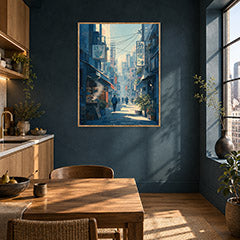 Kanda Tokyo Morning Alley Wall Art Print poster room mockup 5